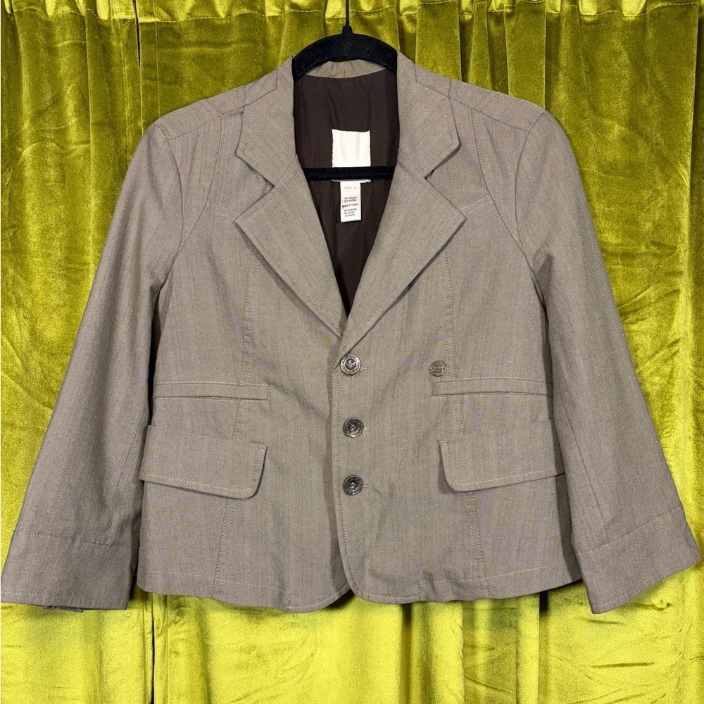 Vintage 90s y2k Diesel Herringbone Cropped Blazer Jacket cinched waist. Small.